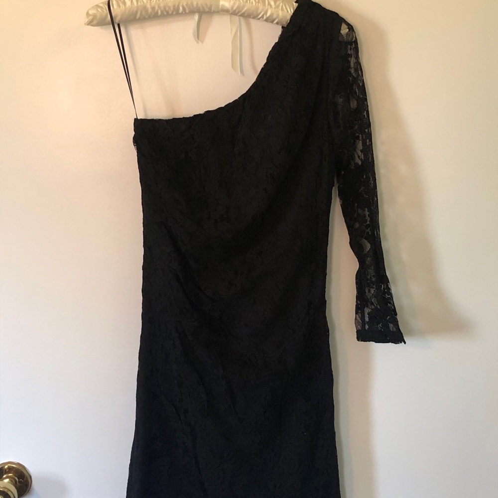 One shoulder lace cocktail dress